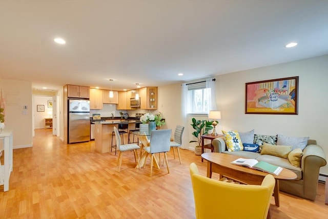 living room featuring light hardwood / wood-style floors