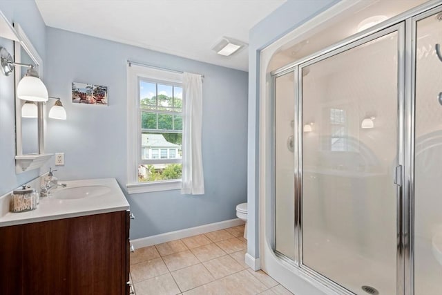 37 Berkeley Dr, Falmouth, MA 02536 - bathroom featuring vanity, a stall shower, and tile patterned flooring