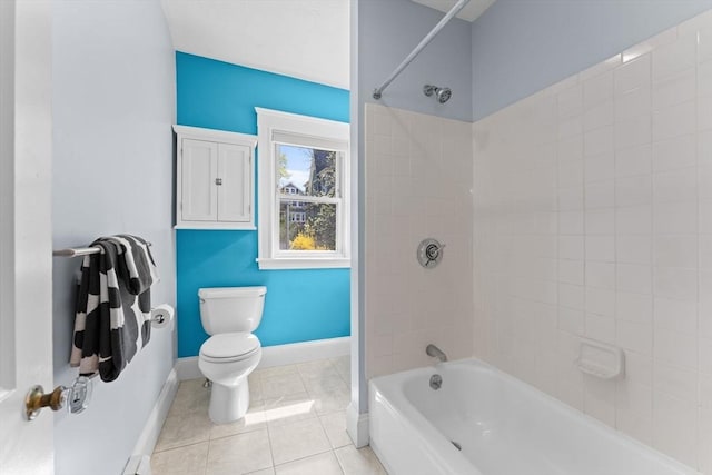 708 Belmont St Unit 708, Watertown, MA 02472 - full bath with toilet, baseboards, washtub / shower combination, and tile patterned flooring