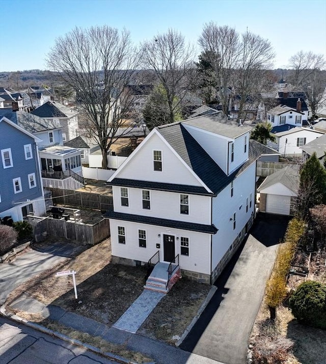 bird's eye view with a residential view