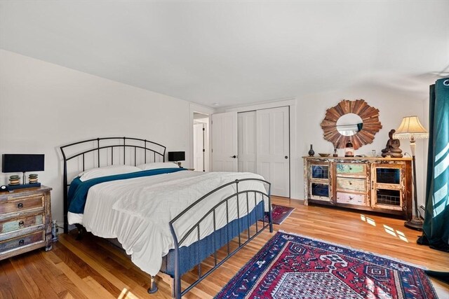 bedroom featuring a closet and wood finished floors