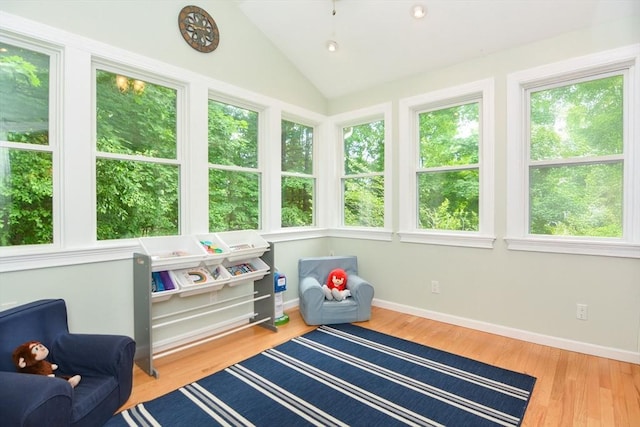 23 Green Lodge St, Canton, MA 02021 - sunroom featuring vaulted ceiling, wood finished floors, and baseboards