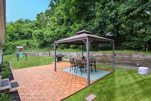 23 Green Lodge St, Canton, MA 02021 - view of patio featuring a gazebo, area for grilling, and a playground