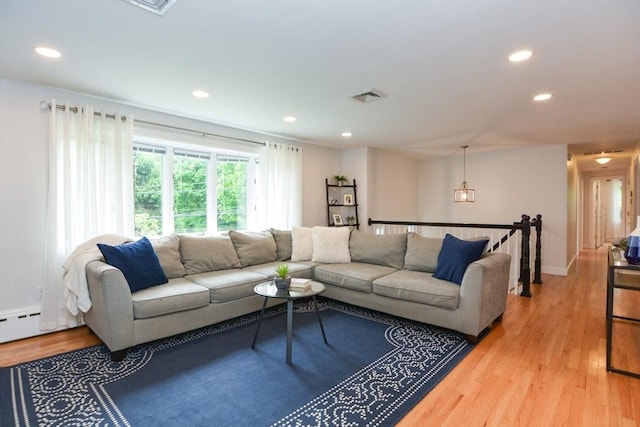 23 Green Lodge St, Canton, MA 02021 - living area with recessed lighting, light wood-type flooring, and baseboard heating