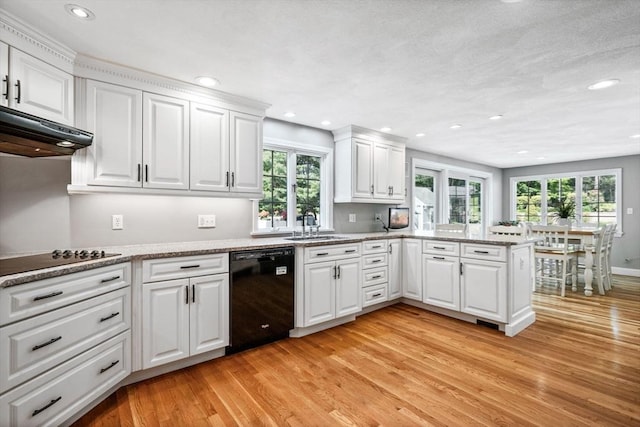 20 Stagecoach Rd, Topsfield, MA 01983 - kitchen featuring black appliances, under cabinet range hood, light wood-style flooring, plenty of natural light, and recessed lighting