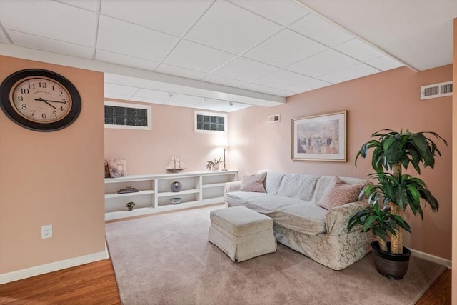 20 Stagecoach Rd, Topsfield, MA 01983 - living room with baseboards, wood finished floors, and a paneled ceiling