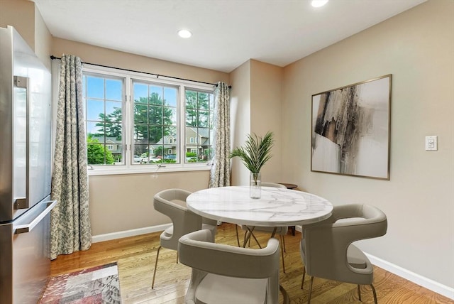 14 Weybridge Ln Unit 14, Hopkinton, MA 01748 - dining area featuring baseboards, wood finished floors, and recessed lighting