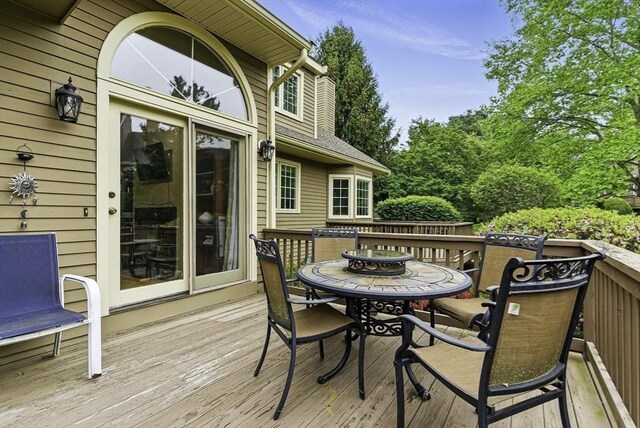14 Weybridge Ln Unit 14, Hopkinton, MA 01748 - wooden terrace featuring outdoor dining space