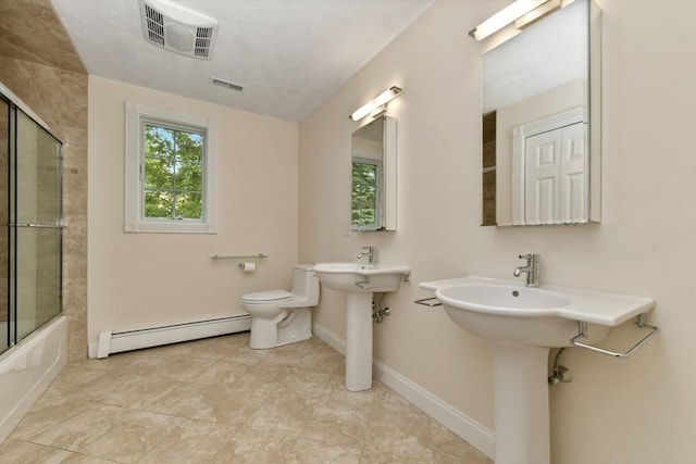 1 Fox Hunt Ln, Winchester, MA 01890 - bathroom featuring a baseboard radiator and enclosed tub / shower combo