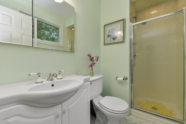 1 Fox Hunt Ln, Winchester, MA 01890 - full bath with a stall shower, tile patterned flooring, and vanity