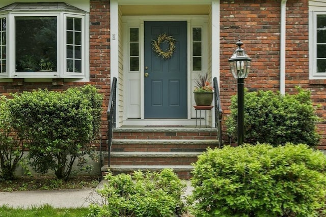 1 Fox Hunt Ln, Winchester, MA 01890 - property entrance featuring brick siding