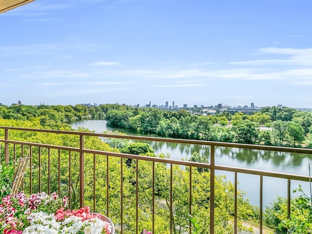 balcony with a water view