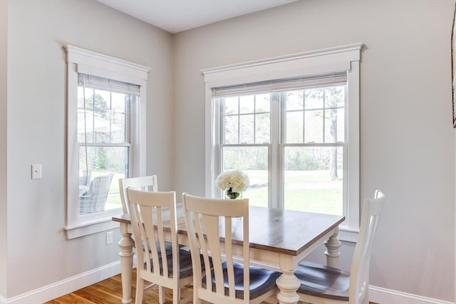 dining room featuring baseboards and wood finished floors