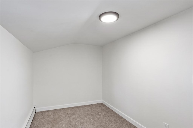71 Water St, Quincy, MA 02169 - additional living space featuring a baseboard radiator, carpet flooring, vaulted ceiling, and baseboards