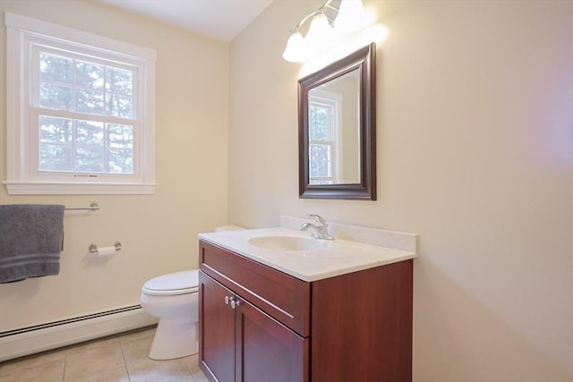 68 Dresser Hill Number 2 Rd, Dudley, MA 01571 - half bath with a baseboard heating unit, vanity, and tile patterned flooring