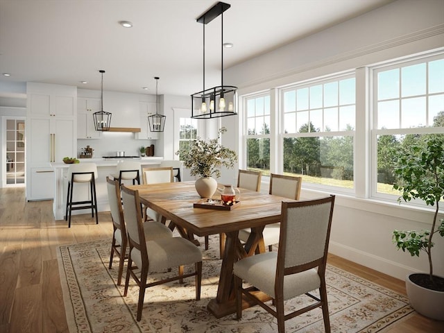 dining space featuring light hardwood / wood-style floors