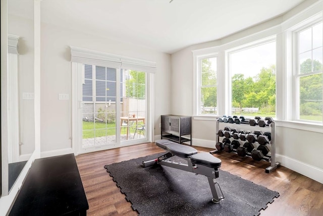 108 Central St, Ipswich, MA 01938 - exercise area featuring plenty of natural light and wood finished floors