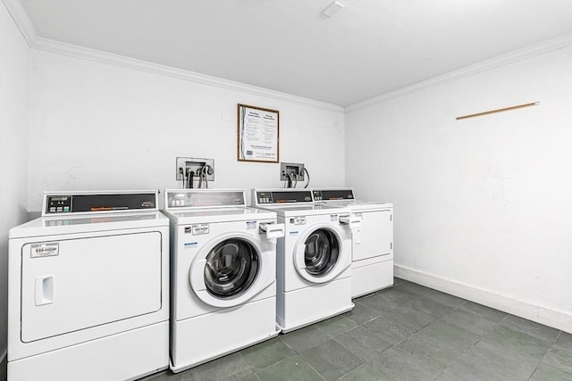 15 N Beacon Unit Ul01, Boston, MA 02134 - communal laundry room with washing machine and clothes dryer and ornamental molding
