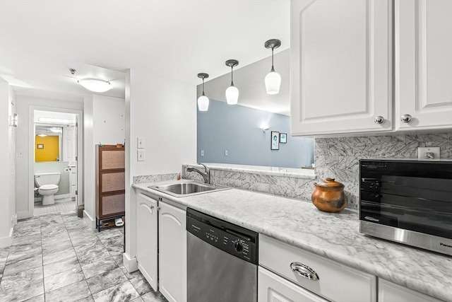 15 N Beacon Unit Ul01, Boston, MA 02134 - kitchen with dishwasher, white cabinets, light countertops, and pendant lighting