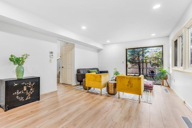 living room with light wood-type flooring