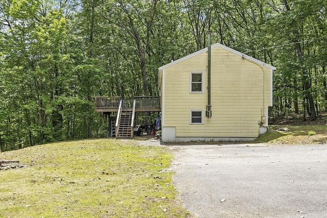 525 Flat Hill Rd, Lunenburg, MA 01462 - view of outbuilding with stairway and a view of trees
