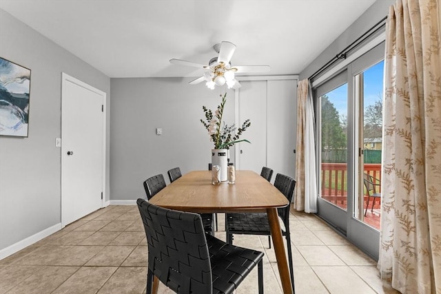 122 Baldwin Ave, Framingham, MA 01701 - dining area with baseboards, ceiling fan, and light tile patterned floors