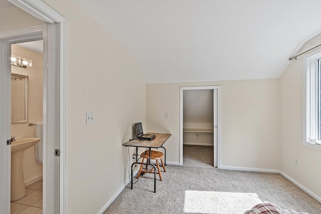12 Green Needles Rd, Littleton, MA 01460 - carpeted bedroom featuring lofted ceiling, a walk in closet, and ensuite bath