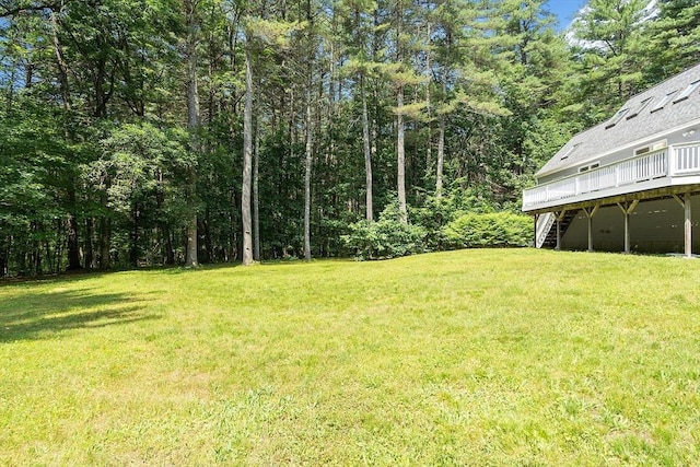 12 Green Needles Rd, Littleton, MA 01460 - view of grassy yard with stairway and a deck