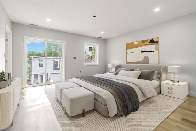43 Pine St, Taunton, MA 02780 - bedroom featuring access to exterior, recessed lighting, and light wood finished floors
