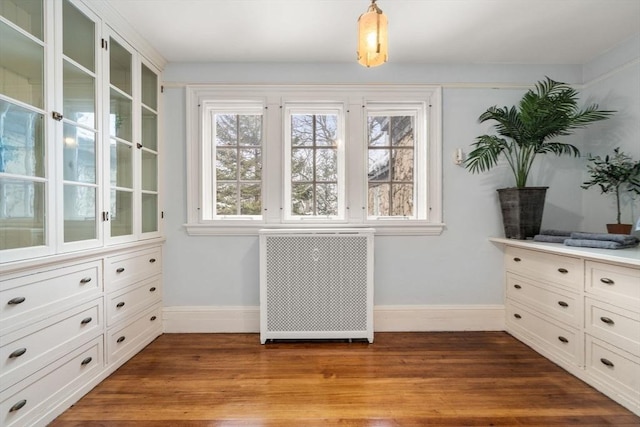 unfurnished room featuring light hardwood / wood-style floors, a healthy amount of sunlight, and radiator heating unit