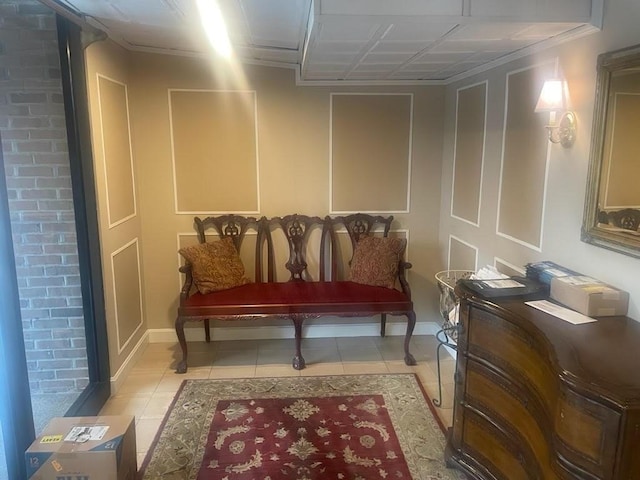 living area featuring light tile patterned floors