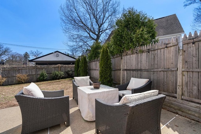 view of patio featuring a fenced backyard