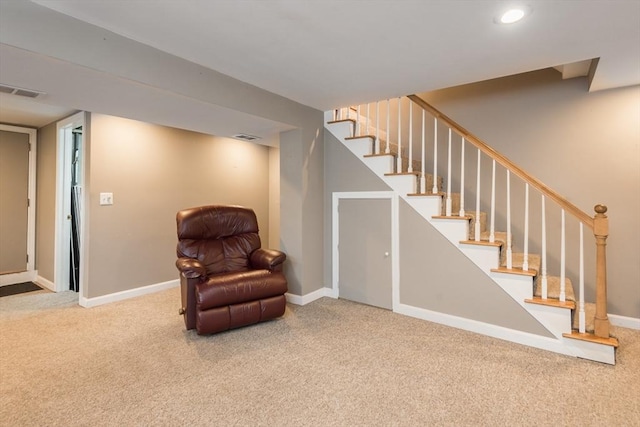 33 Cranberry Rd, Whitman, MA 02382 - living area with carpet floors, stairs, and baseboards
