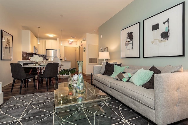 living room with hardwood / wood-style floors