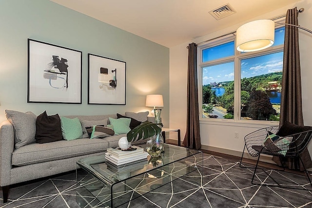 view of tiled living room