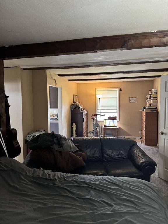 817 Middle St, Weymouth, MA 02188 - carpeted living room with beamed ceiling