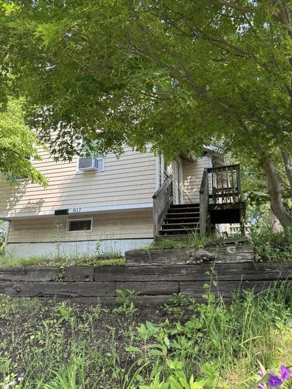 817 Middle St, Weymouth, MA 02188 - back of property with a deck and stairway