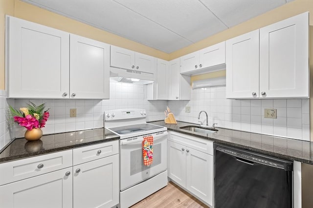 65 Commons Dr Unit 603, Shrewsbury, MA 01545 - kitchen with dishwasher, white electric range oven, under cabinet range hood, and white cabinetry