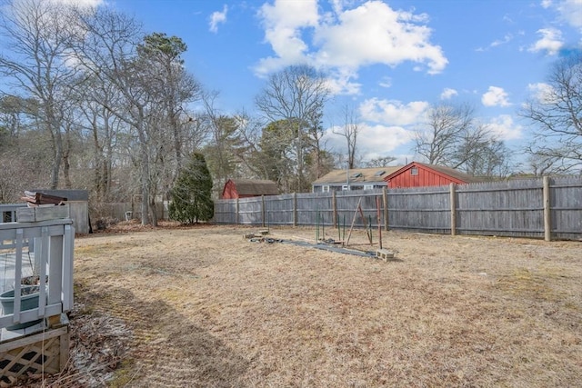 view of yard featuring a fenced backyard