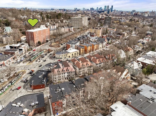 1600 Beacon St Unit 303, Brookline, MA 02446 - aerial overview of property's location featuring nearby urban area