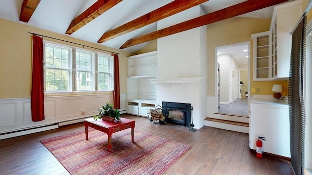 1 Ridgeway Rd, North Reading, MA 01864 - living room with hardwood / wood-style floors, a fireplace with flush hearth, recessed lighting, and wainscoting