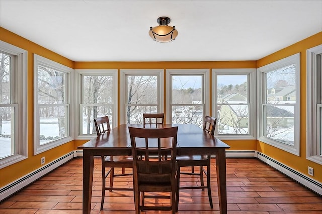 sunroom featuring baseboard heating