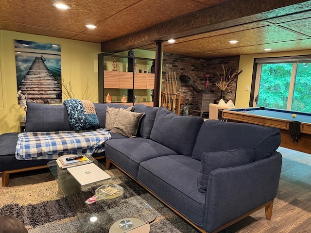 52 Nourse St, Westborough, MA 01581 - living area with wood finished floors, recessed lighting, and pool table
