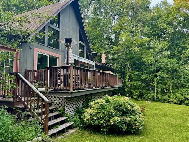 52 Nourse St, Westborough, MA 01581 - back of property with roof with shingles, a deck, and a yard