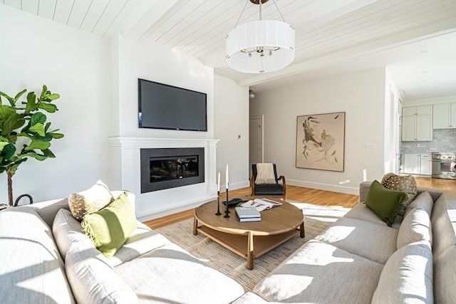 living room featuring light wood-type flooring