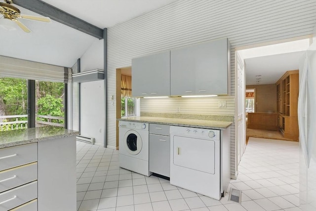 2 Hillside Dr Unit 2, Wayland, MA 01778 - washroom featuring light tile patterned floors, healthy amount of natural light, separate washer and dryer, and ceiling fan