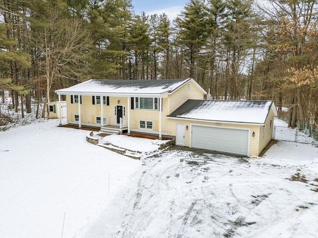 raised ranch featuring a garage