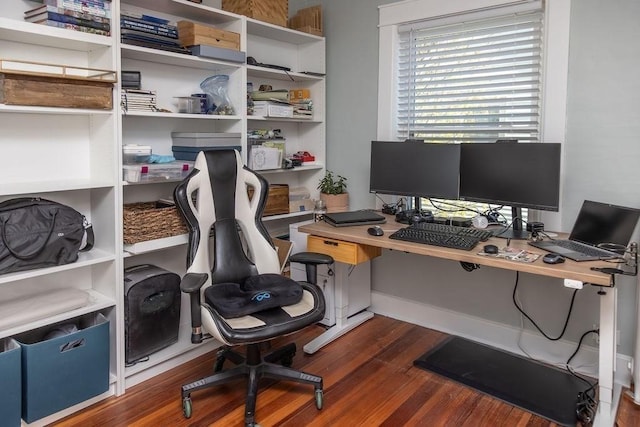 office area with wood finished floors