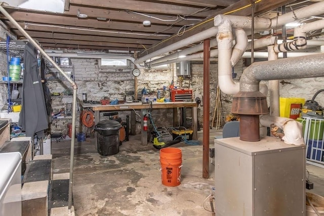 basement featuring a workshop area