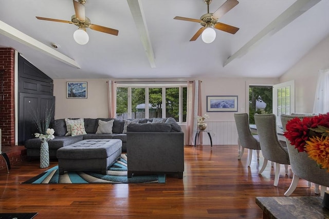 298 Oakland Rd, Barnstable, MA 02601 - living area featuring a ceiling fan, healthy amount of natural light, and wood finished floors